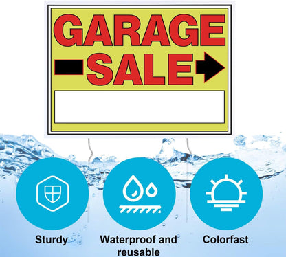 9-Pack Double-Sided Garage Sale & Arrow Signs with Metal Stakes – Waterproof Reu
